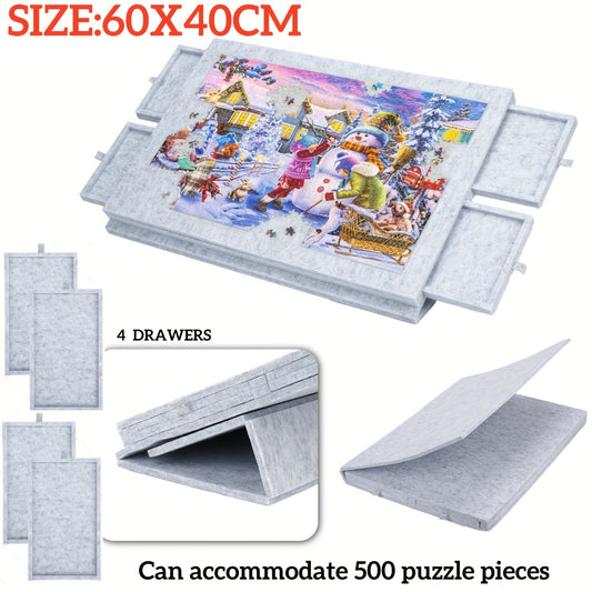 Foldable Puzzle Mat with Stand and Drawers, Up to 500pcs, 9mm Thickness