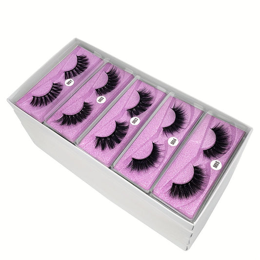 20 Pairs 3D False Eyelashes Set with Purple Glitter Long Extension Makeup Lashes