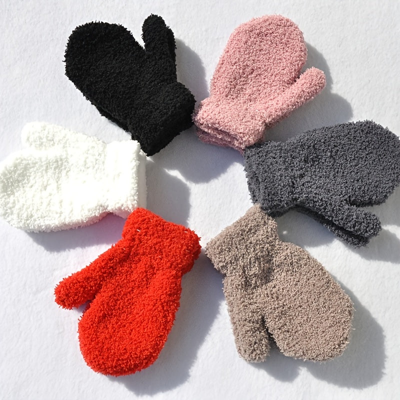 Cozy Thermal Plush Baby Mittens Winter Windproof Gloves