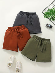Solid Elastic Waist Shorts for Toddler Boys