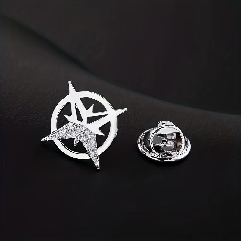 Cross Star Rhinestone Brooch Suit Pin For Men