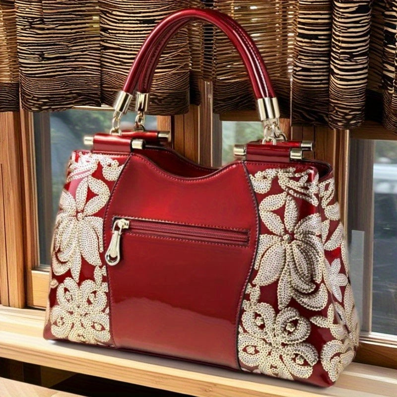 Vintage Style Leather Tote Bag w/ Adjustable Strap