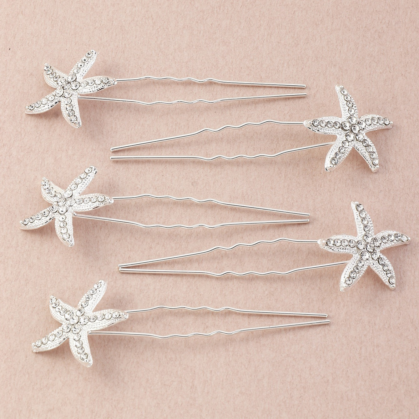 Starfish Bride Hair U pin Rhinestone Alloy Hairpin 5pcs Set