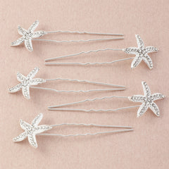 Starfish Bride Hair U pin Rhinestone Alloy Hairpin 5pcs Set