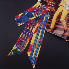 Vintage Pattern Silk Neckerchief Hair Ribbon Handbag Wrap