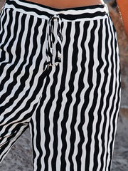  Wide Leg High Stretch Tie Front Loose Pants