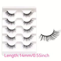 5 pairs of European & American half eye false lashes 3D thick curl