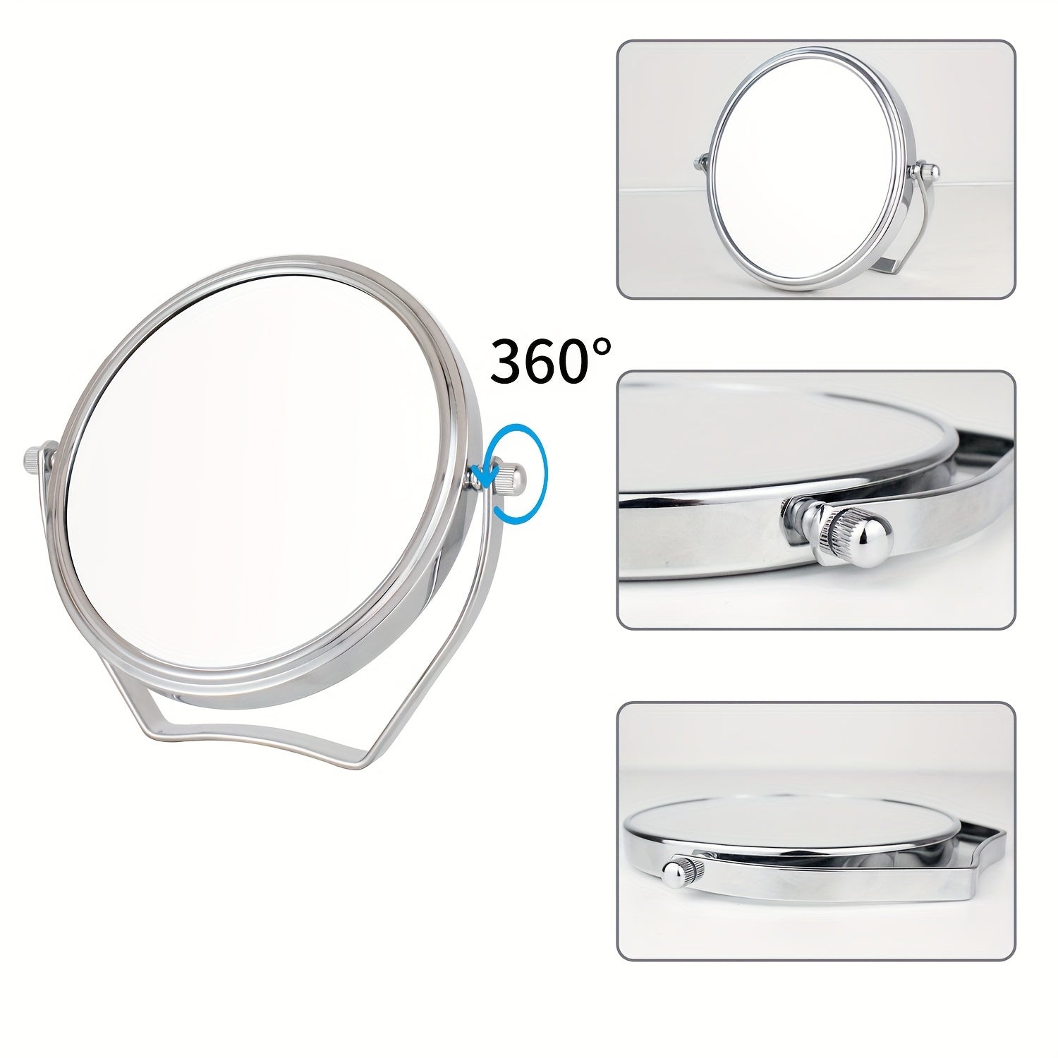 Portable Round Travel Mirror 1X/10X Magnification Handle 360 Swivel Men Women