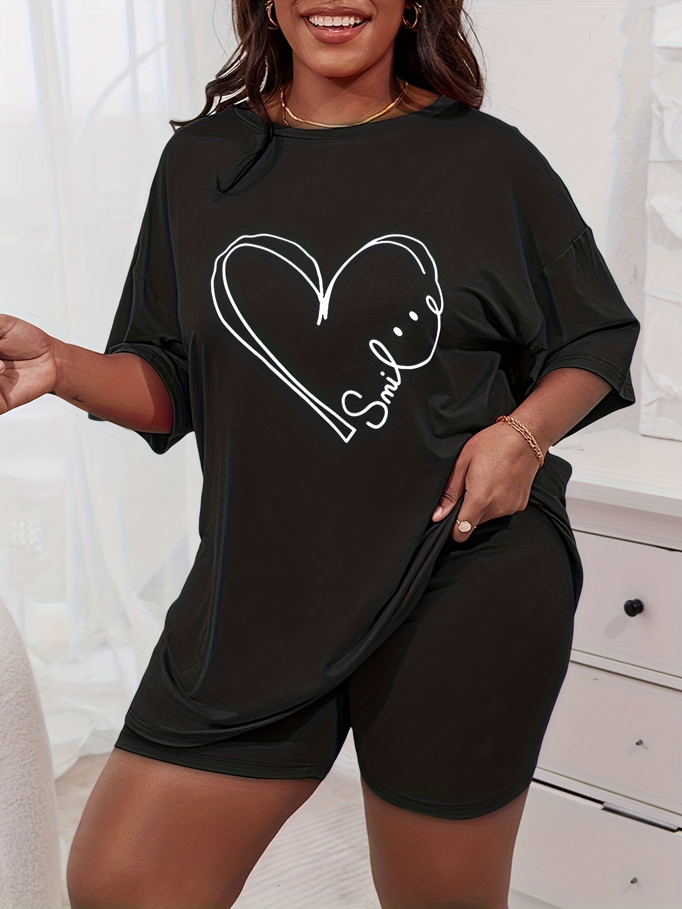  Leopard Print Lounge Set Tee & Shorts Pajamas