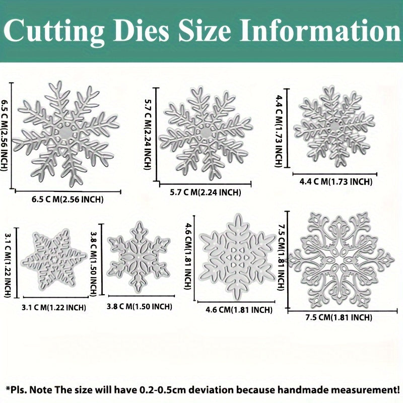 7pcs Snowflake Dies Christmas Die Cuts Winter Holiday Scrapbooking