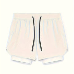 Men's Double Layer Sports Shorts with Pocket