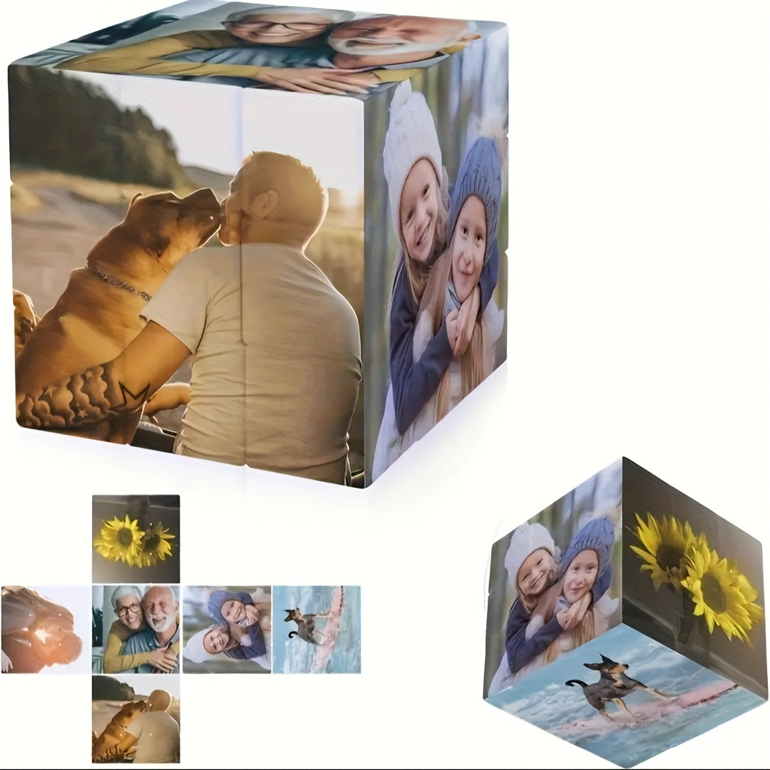 Personalized 3D Rotating Photo Cube Puzzle Gift