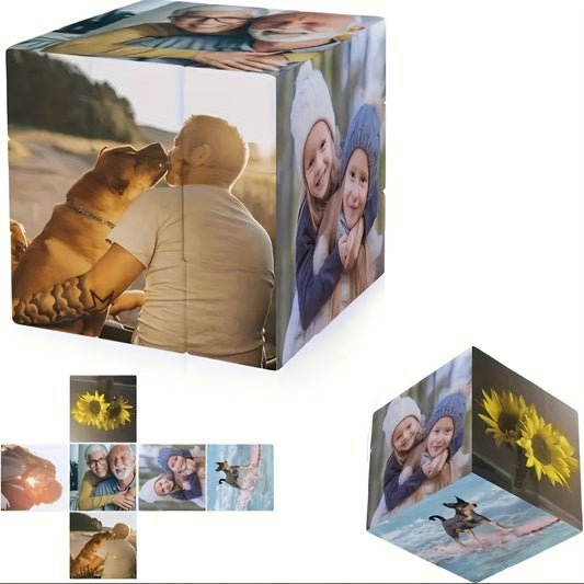 Personalized 3D Rotating Photo Cube Puzzle Gift