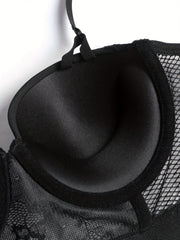 Push Up Bra with Contrast Lace Detail