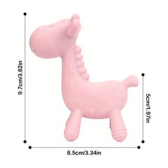 Giraffe Silicone Teether 2pcs Pink Green, Dishwasher Safe Sensory Chew Toys