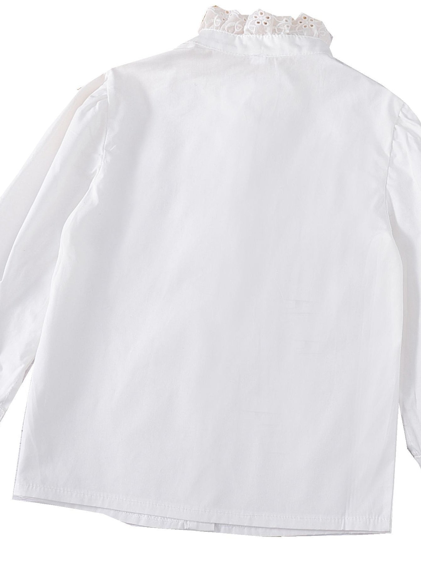Girls Varsity Shirt Lace Ruffle Collar Long Sleeve Blouse