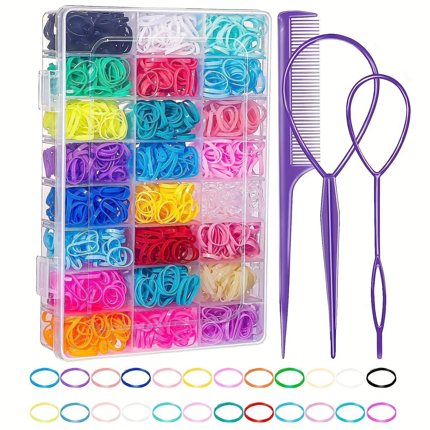 24 Colors Hair Styling Tools Set Elastic Ponytail Holder Hair Accessories