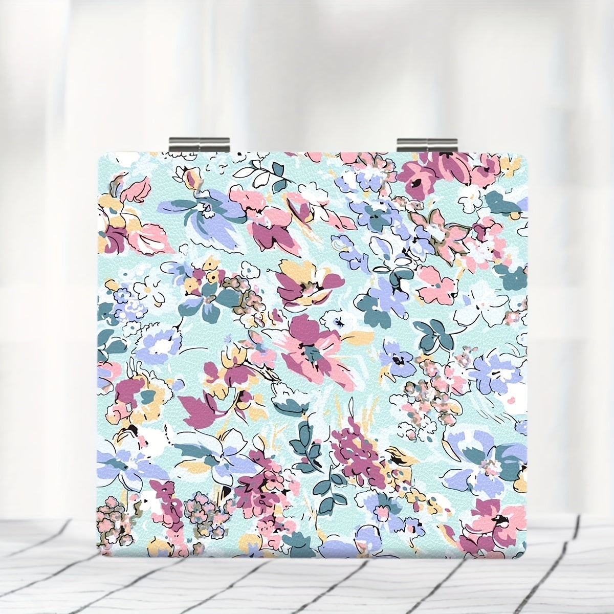 Portable Pocket Makeup Mirror Floral Style HD Small Foldable