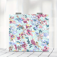 Portable Pocket Makeup Mirror Floral Style HD Small Foldable