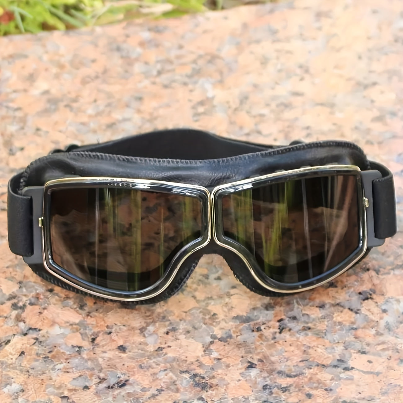 Vintage PU Leather Goggles Windproof Motorcycle Goggles