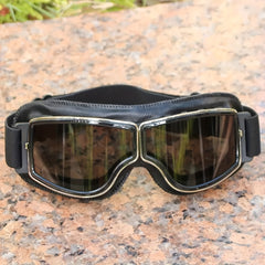 Vintage PU Leather Goggles Windproof Motorcycle Goggles