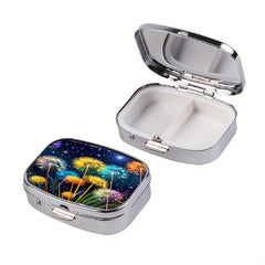 Starry Sky Pattern Medicine Box 2 Compartment Metal Pill Box