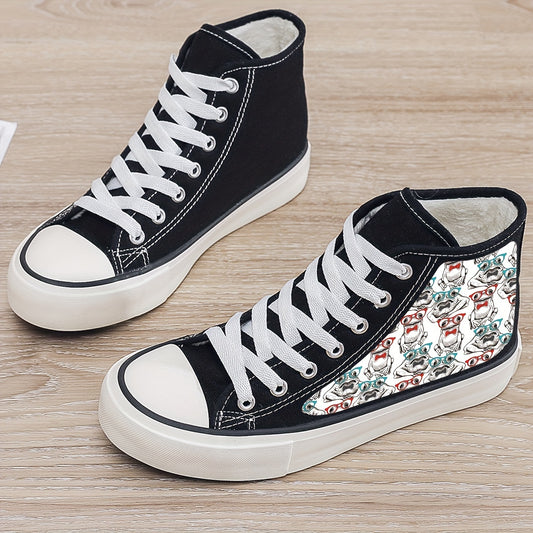 Plush Lined Chunky Canvas Sneakers High Top