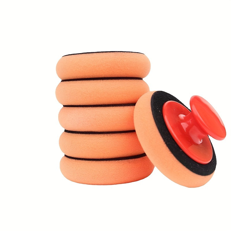 Car Beauty Waxing Sponge Set with Handle Round Polishing Brush