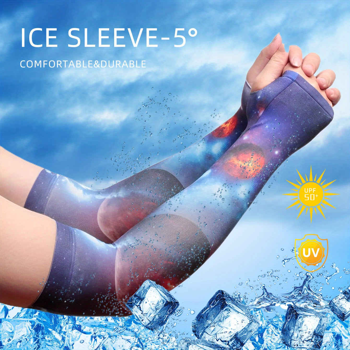 Planet Pattern Ice Sleeves Unisex UV Protection Gloves