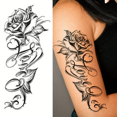 Temporary Tattoo Rose and Letter Waterproof Body Art