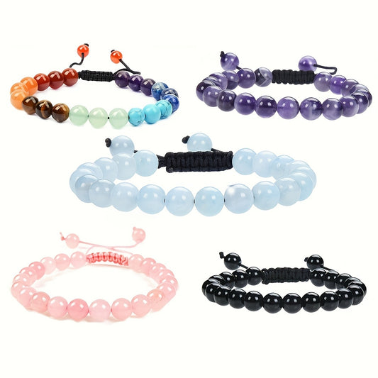 Natural Healing Power Gemstone Beads Adjustable Bracelet