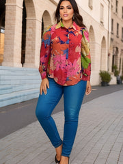  Floral Print Long Sleeve Button Up Shirt