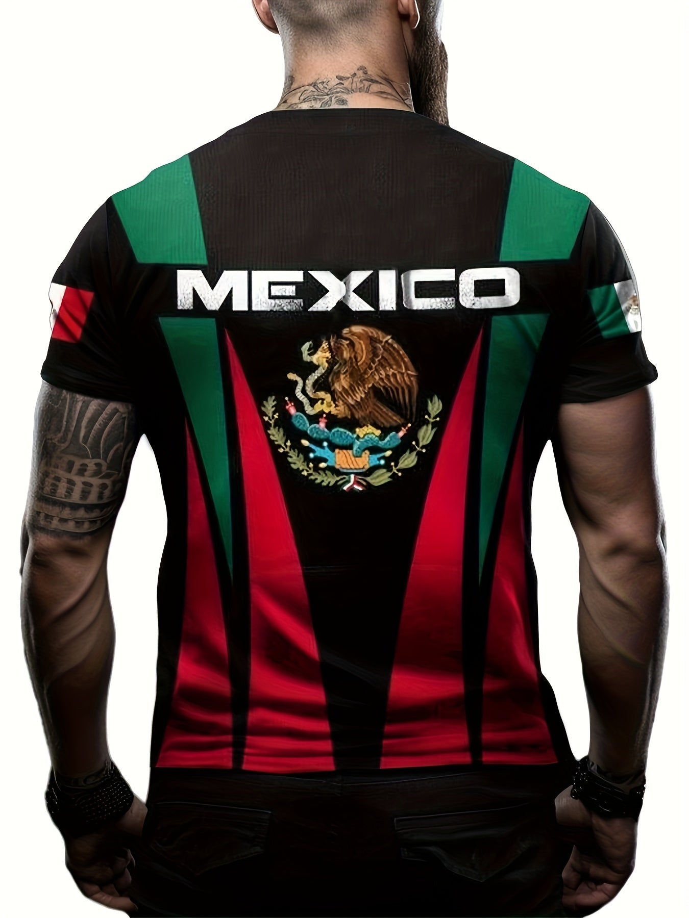 Mexico Eagle Print Men's Short Sleeve T-shirt Graphic Tee