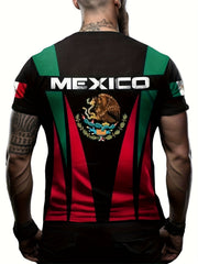Mexico Eagle Print Men's Short Sleeve T-shirt Graphic Tee