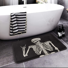 Halloween Rock Skull Washable Floor Mat Entrance Balcony Porch Stain-resistant