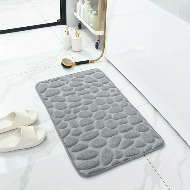 Memory Foam Bath Rug Cobblestone Embossed Bathroom Mat