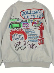 Graffiti Print Men's Graphic Sweatshirt Loose Pullover
