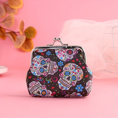 Skull Flower Coin Purse Buckle Wallet Vintage Design