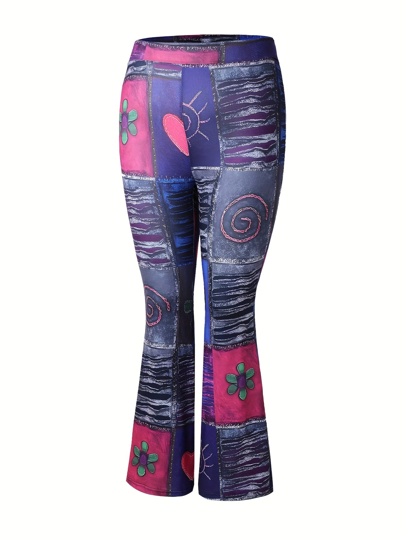  Boho Colorblock Flare Leg Pants
