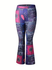  Boho Colorblock Flare Leg Pants