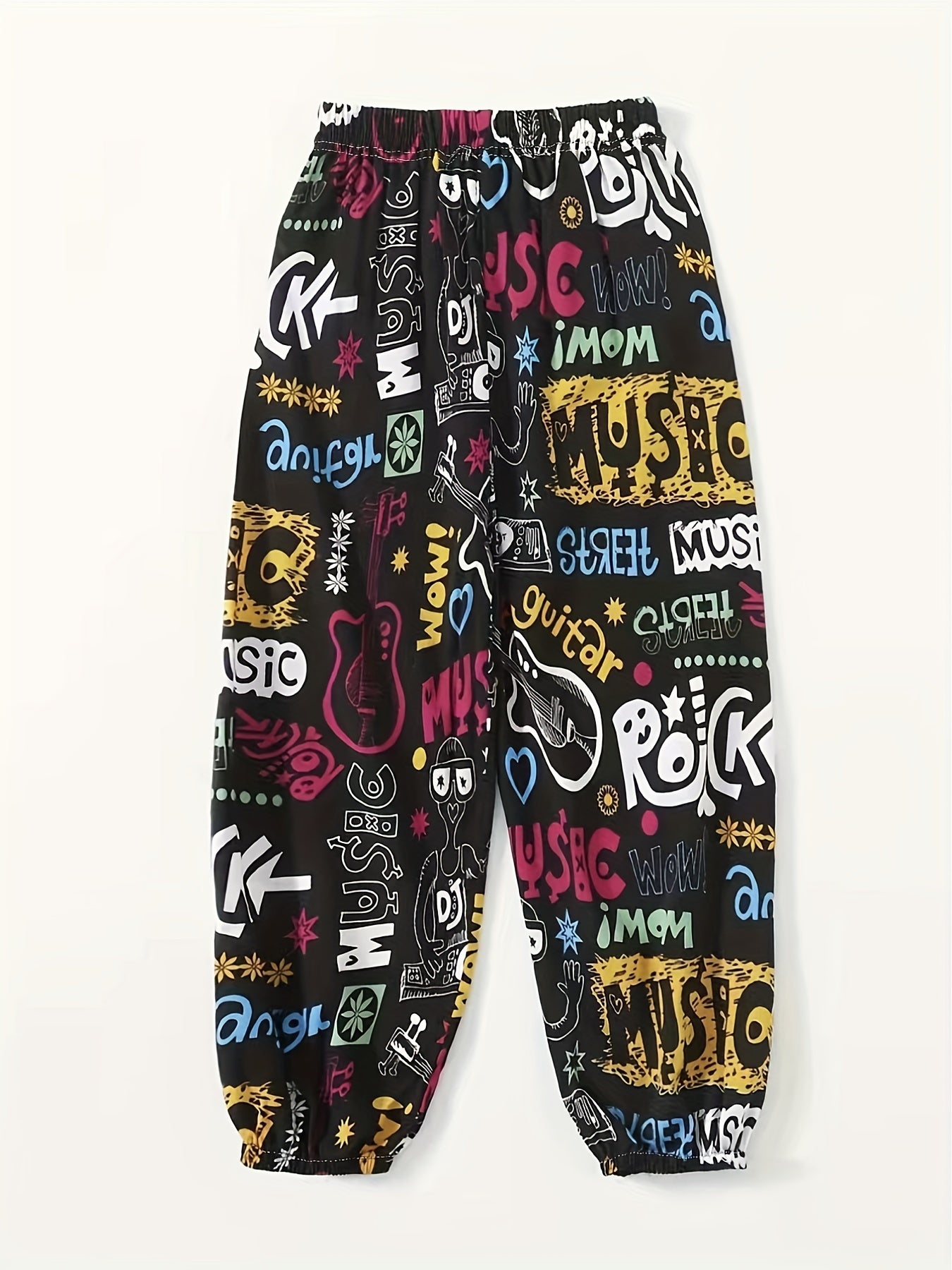  Graffiti Print Tapered Leg Pants