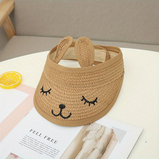 Kids' Rabbit Ear Straw Hat Spring Autumn Beach Sunshade Hat