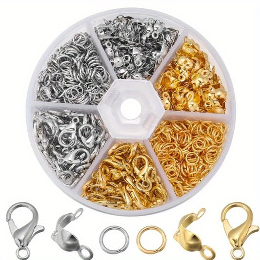 460pcs Jewelry Making Kit Lobster Clasp Jump Rings Crimps Beads Box Supplies