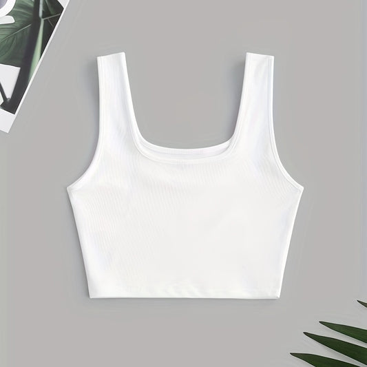 Ribbed Square Neck Crop Tank Top Y2K Sleeveless Tank Top Summer