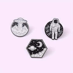 Outer Space Landscape Enamel Pins & Painting Bag Brooch Lapel Badge