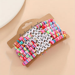 Colorful Soft Pottery Beaded Bracelet Stretch Stacking Bracelets For Girls