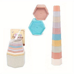 10pcs Hexagonal Stacking Cups Set for Bath and Indoor Play