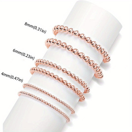 100pcs Rose Golden Round Beads Spacer Beads for DIY Bracelet Jewelry Making