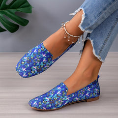 Flower & Butterfly Pattern Flat Shoes Lightweight Slip On Shoes