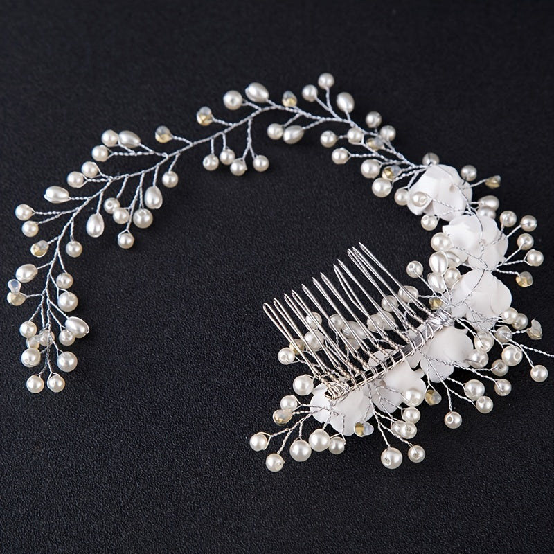 Wedding Flower Pearl Hair Comb Bridal Hair Clip